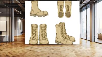 vector set of cartoon army boots illustration Wall mural