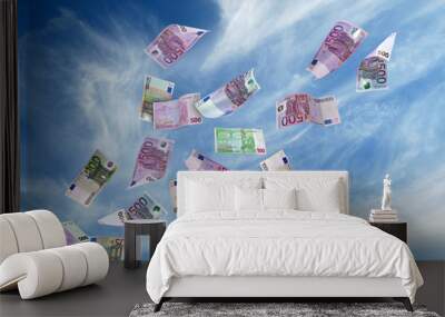 european currency shot as if flying away Wall mural