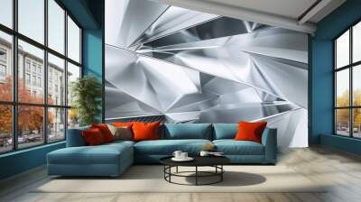 Metallic Textures and Sharp Geometric Patterns in Silver and Grey Tones Wall mural