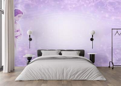 angel message spiritual sparkle background banner - contemplative angel on left side against a wide  Wall mural