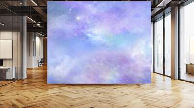 Beautiful heavens above celestial concept background banner - beautiful blue pink purple green lilac light filled heavenly ethereal cloud scape depicting the heavens above 
 Wall mural