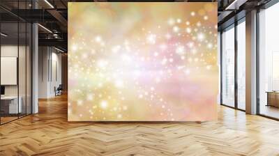 Golden starry glitter warm toned bokeh background banner - Wide autumnal orange and gold  sparkling glittery star speckled background with a whoosh of movement in the middle Wall mural