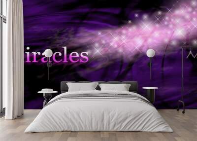 miracles background - white purple swirling lines background with the word miracles on left side and Wall mural