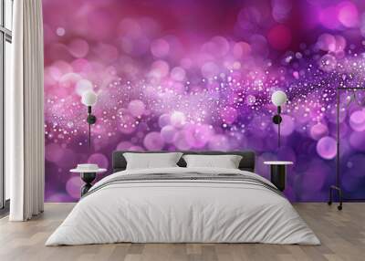 Pink purple glittering dust bokeh background - magenta cerise graduating to purple blue bokeh overlaid with fine dust ideal for a spiritual message background
 Wall mural