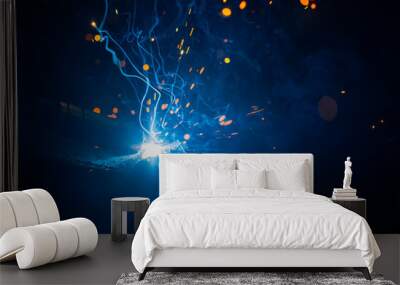 artistic welding sparks light, industrial background Wall mural