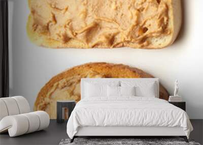 peanut butter toast breads isolated on white Wall mural