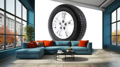 winter wheel isolated on white Wall mural