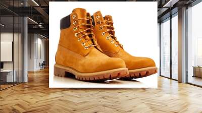 yellow winter boots isolated on white Wall mural