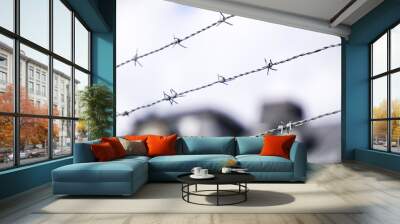 A close-up of barbed wire Wall mural