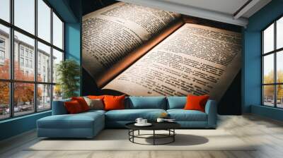 Old open book on the table Wall mural