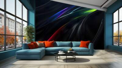 a sleek modern carbon fiber background with vibrant neon abstract design Wall mural