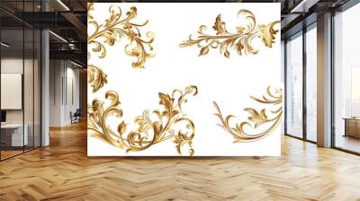 floral gold elements, frames and borders elegance and sophistication in design. generative ai Wall mural