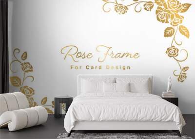 Rose Illustrations Card Design Template, Golden Ornament on White Background Wall mural