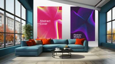 Minimum vector coverage. A set of modern abstract covers. Modern abstract background. Future futuristic template with abstract current forms for banner design, poster, booklet, report, magazine. Wall mural