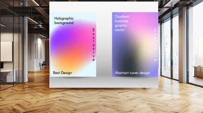 Set for liquid. Holographic abstract backgrounds.  Bright mesh blurred pattern in pink, blue, green tones.  Cover, poster, wallpaper. Colorful abstract texture. Poster design template. Wall mural