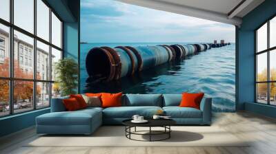 A large and modernized pipeline across the sea for the transportation of gas and oil, generative AI. Wall mural