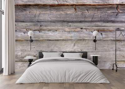 Gray wall, wooden texture of old beams Wall mural