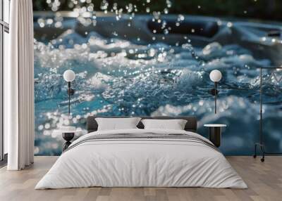 Backyard hot tub with bubbling water close up Wall mural