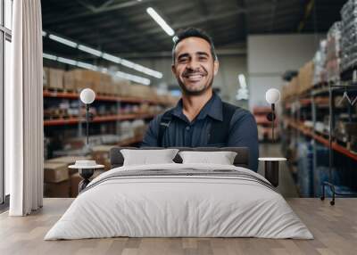 Portrait of a happy salesman in hardware store Wall mural