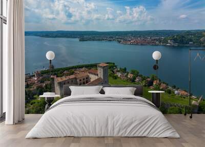 Aerial view of the Rocca the Angera fortress Wall mural