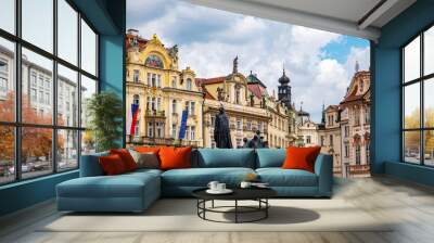 Building facades in stare mesto square in prague Wall mural