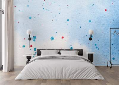 Abstract art background light blue and white colors. Watercolor painting on canvas. Wall mural