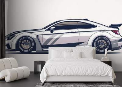 Car side view illustration on a white background.
 Wall mural