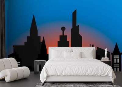 Vector  city concept on sky  bg for design vector Illustration eps 10 Wall mural