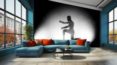 modern ballet dancer performing. motion blur and smoke. Wall mural