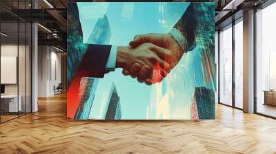 two businesses men hand shaking Wall mural