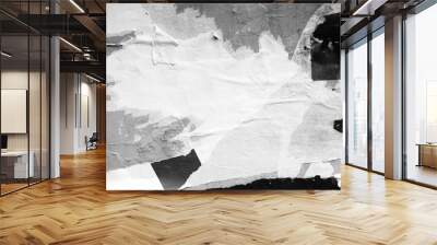 White paper ripped torn background blank creased crumpled posters placard grunge textures surface backdrop / Space for text  Wall mural