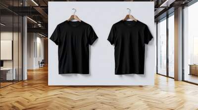 T-shirt mockup in black color. Mockup of realistic shirt with short sleeves. Blank t-shirt template with empty space for design.
 Wall mural