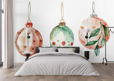 christmas decoration watercolor set Wall mural