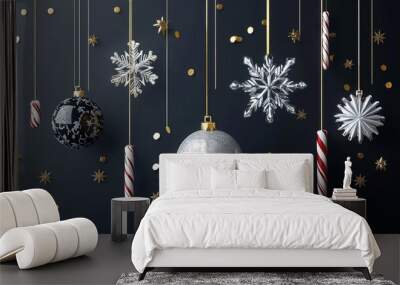 Christmas New Year background. Festive Xmas composition Wall mural