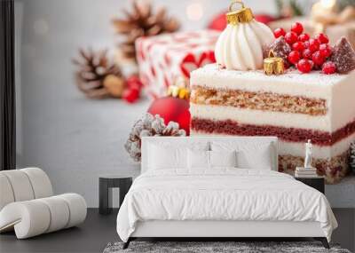 Festive Christmas food and sweets. Merry christmas and happy new year festive background Wall mural