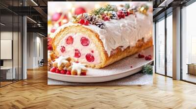 Festive Christmas food and sweets. Merry christmas and happy new year festive background Wall mural