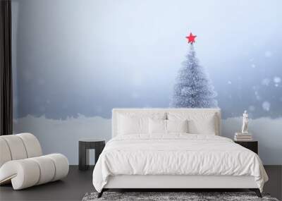 festive minimal design background with christmas tree Wall mural