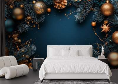 Merry Christmas and Happy New Year festive colorful composition. Christmas background. Xmas banner and holiday poster Wall mural