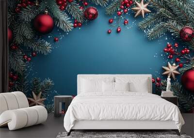 Merry Christmas and Happy New Year festive colorful composition. Christmas background. Xmas banner and holiday poster Wall mural