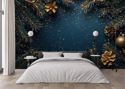 Merry Christmas and Happy New Year festive colorful composition. Christmas background. Xmas banner and holiday poster Wall mural