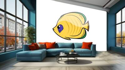 Small exotic yellow fish. Coral fish. vector illustration Wall mural