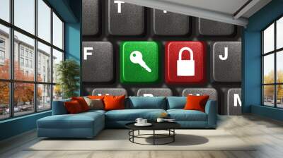 computer keyboard with two security buttons Wall mural