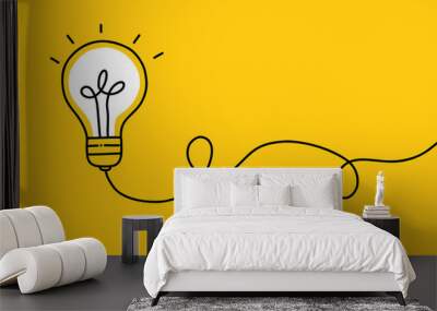 Background creative idea with hand drawn light bulb and lines Wall mural