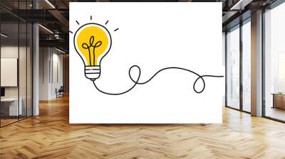 Background creative idea with hand drawn light bulb and lines Wall mural