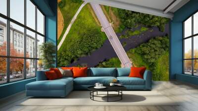 car bridge over the river. Wall mural