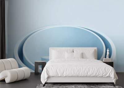 Geometric blue podium for product presentation, 3d render, 3d illustration Wall mural