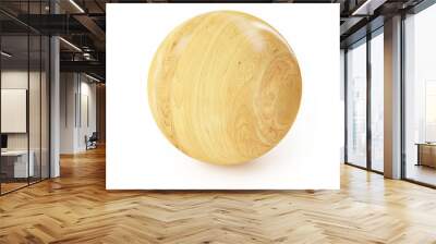 Wooden Sphere isolated on White Background Wall mural