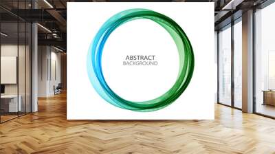 Green blue circular wave on white background, design element Wall mural