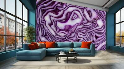 Cut of red cabbage. Food background. Wall mural