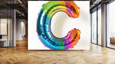 A rainbow colored balloon shaped like the letter c. Generative AI. Wall mural